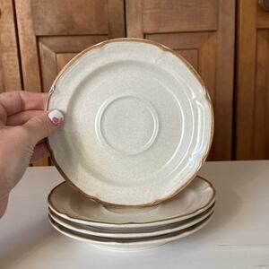 Vintage Hearthside “Baroque” Stoneware Saucers, Set of 4